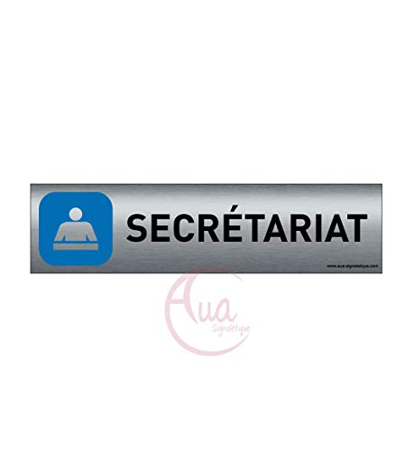 AUA SIGNALETIQUE - Plaque de porte Aluminium brossé imprimé AluSign - 200x50 mm - Double Face adhésif au dos - Impression UV directement sur l'aluminium (Pas de contre collage) (Secrétariat) von AUA SIGNALETIQUE