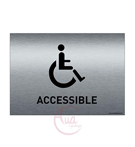 AUA SIGNALETIQUE - Plaque de porte Aluminium brossé imprimé AluSign - 210x150 mm - Double Face adhésif au dos (Accessible) von AUA SIGNALETIQUE