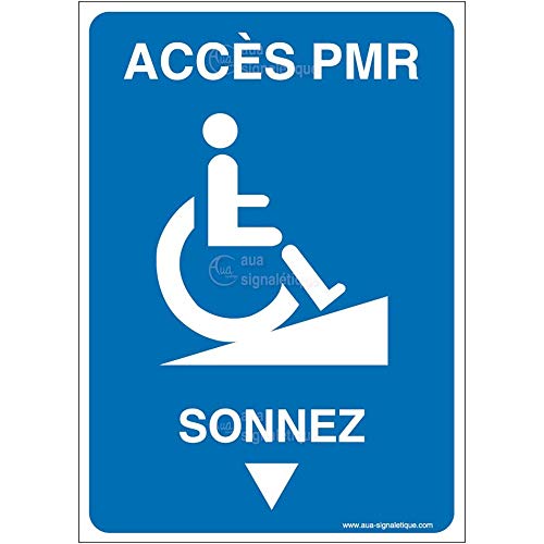 Panneau Accès PMR - Sonnez-AI- Double Face adhésif au Dos (Vinyle adhésif, 150 x 210 mm) von AUA SIGNALETIQUE