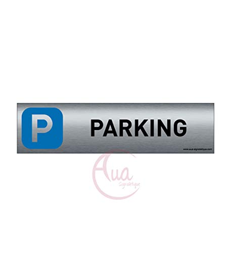 Plaque de porte aluminium brossé imprimé -Dimensions 200 x 50 mm - Double face adhésif au dos - Impression UV directement sur l'aluminium (Pas de contre collage) (Parking) von AUA SIGNALETIQUE