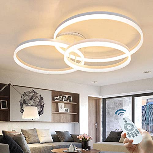 LED Deckenleuchte 3 Ring Deckenlampe Acryl Rund Weiß 75W Mit Fernbedienung Ring Deckenbeleuchtung Beleuchtung Wohnzimmer Esszimmer Schlafzimmer Licht Dimmbar 3000K-6000K Wohnzimmerlampe Kinder von AUCF