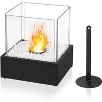 Aufun - Bioethanol Kamin Feuerschale Tischkamin, Tragbarer Tischfeuer für Indoor und Outdoor mit Sicherheitsglas, Flammenlöscher, Natursteinen, von AUFUN