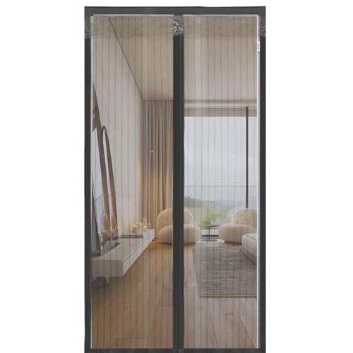 Fliegengitter Balkontür Magnet, 100 x 210 cm Insektenschutz Tür mit 32 Stärke Magnete und Vollrahmen-Selbstklebendes Klettband, Insektenschutz Balkontür Ohne Bohren, Automatisches Schließen - Schwarz Fliegengitter Balkontür Magnet, 100 x 210 cm Insektenschutz Tür mit 32 Stärke Magnete und Vollrahmen-Selbstklebendes Klettband, Insektenschutz Balkontür Ohne Bohren, Automatisches Schließen - Schwarz von AUMAYCO