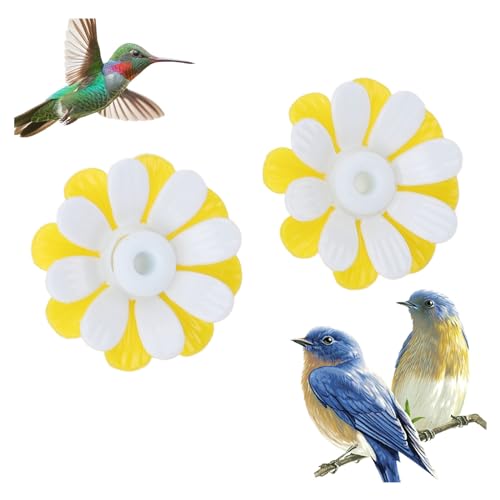 Kolibri-Futterspender, Ersatzblumen, 30 Stück, Futteröffnungen, Vogelfutterspender-Teile Zum Aufhängen von Kolibri-Futterspendern Im Freien (Gelb + Weiß (mit weißem Kern)) von AUNMAS