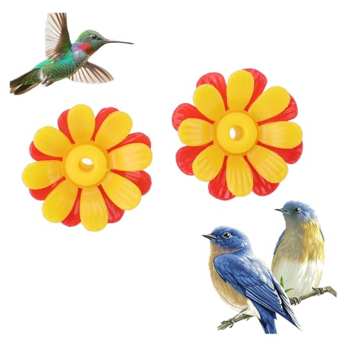 Kolibri-Futterspender, Ersatzblumen, 30 Stück, Futteröffnungen, Vogelfutterspender-Teile Zum Aufhängen von Kolibri-Futterspendern Im Freien (Rot + Gelb (mit gelbem Kern)) von AUNMAS