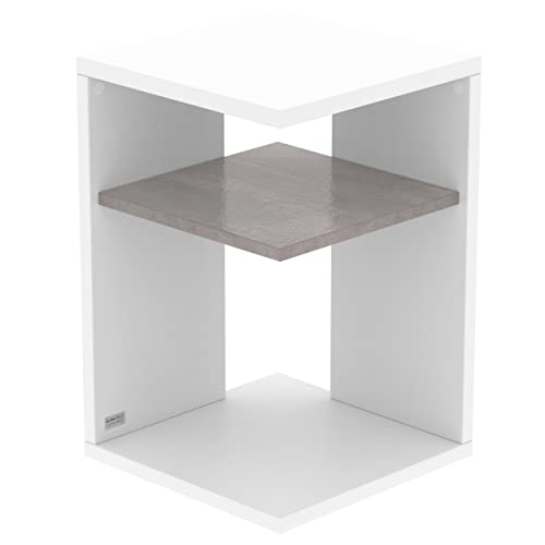 AUPROTEC Exclusiv Beistelltisch Prisma 40 x 40cm H: 60cm weiß Holz I Ideal als Couchtisch, Regal, Nachttisch, Sofatisch oder Side Table I Mit Einlegeboden Beton von AUPROTEC