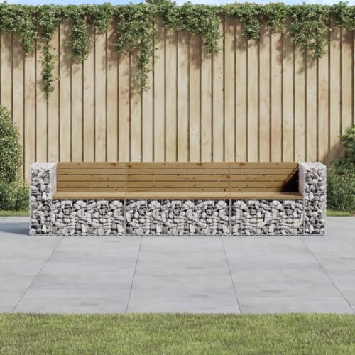 AUUIJKJF Haushaltsartikel, Gartenbank, Gabionen-Design, 287 x 71 x 65,5 cm, imprägniertes Kiefernholz, Anzugmöbel von AUUIJKJF