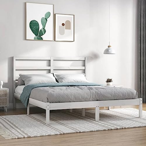 AUUIJKJF Home Items,Bed Frame White Solid Wood Pine 140x190 cm,suit furniture von AUUIJKJF