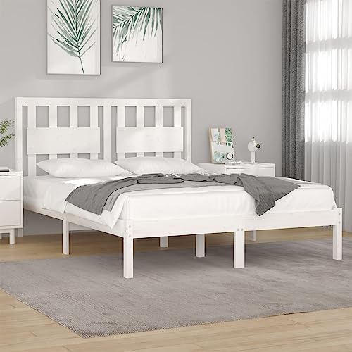 AUUIJKJF Home Items,Bed Frame White Solid Wood Pine 140x200 cm,suit furniture von AUUIJKJF