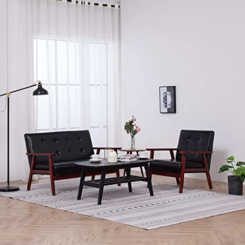 AUVNQDUC Sofa Kunstleder(Color:Schwarz 1-Sitzer+2-Sitzer,Size:64.5 x 67 x 73.5 cm (B x T x H)) von AUVNQDUC
