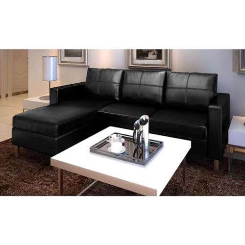 AUVNQDUC Sofa Kunstleder 188 x 122 x 77 cm(Color:Schwarz 3-Sitzer) von AUVNQDUC