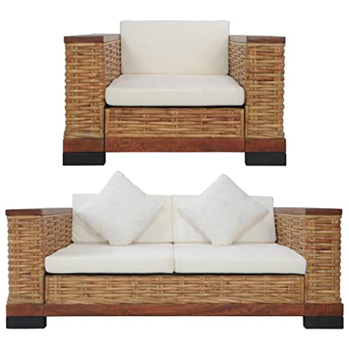 AUVNQDUC Sofa mit Auflagen Braun Natur Rattan(Color:Braun,Size:94 x 78 x 66 cm (B x T x H)) von AUVNQDUC