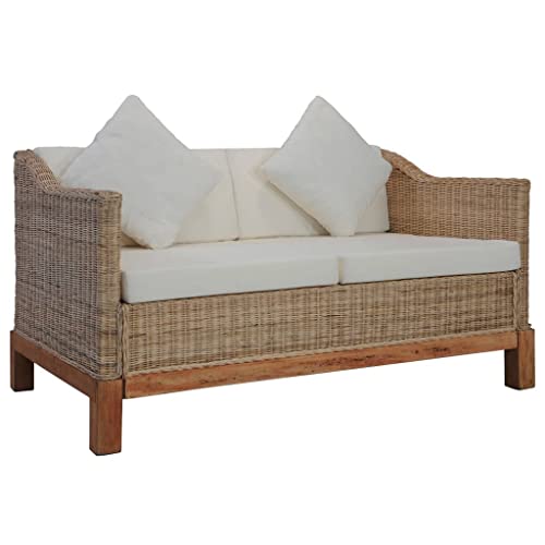 AUVNQDUC Sofa mit Auflagen Natur Rattan(Color:Braun,Size:132 x 78 x 74 cm (B x T x H)) von AUVNQDUC