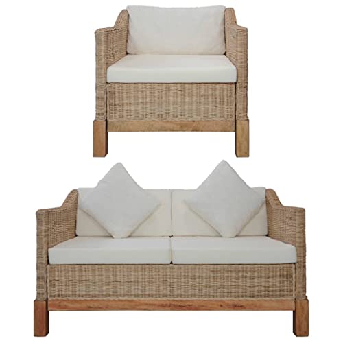 AUVNQDUC Sofa mit Auflagen Natur Rattan(Color:Braun 2-TLG,Size:72 x 78 x 74 cm (B x T x H)) von AUVNQDUC
