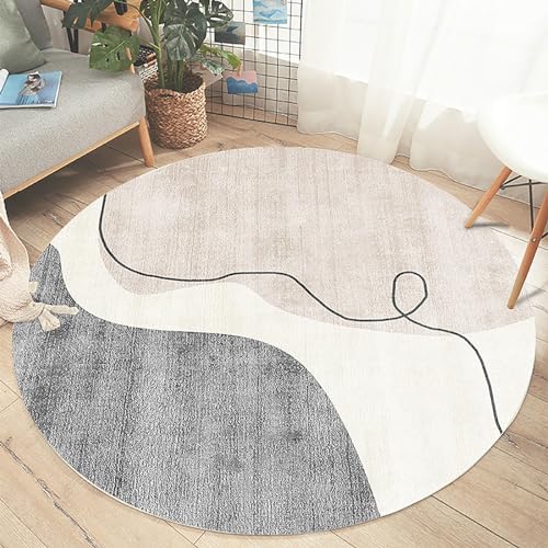 AUYBGGKEE Runder Badezimmerteppich, Rutschfester runder Bohemian-Teppich, moderner, Abstrakter, waschbarer Teppich, weiche und schöne mittelalterliche Bodenmatte(Color:F,Size:80x80cm) von AUYBGGKEE