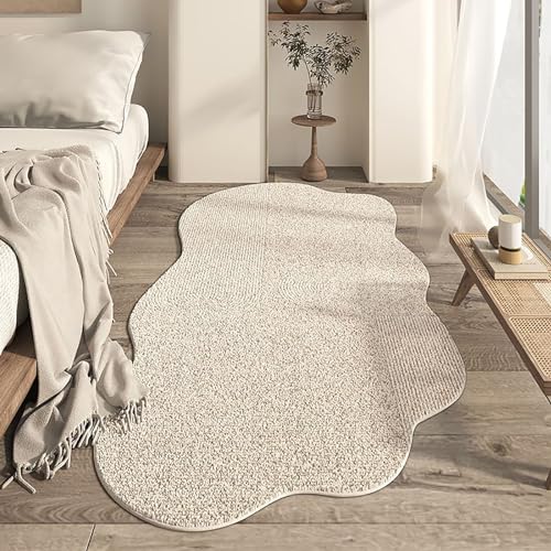 AUYBGGKEE Weiße Kunstkaninchen-Flauschfell-Teppiche für Schlafzimmer, maschinenwaschbare, pelzige Teppiche für Wohnzimmer, Kleiner Shag-Läufer-Teppich, Kinderzimmer-Teppich(Color:A,Size:40x120cm) von AUYBGGKEE