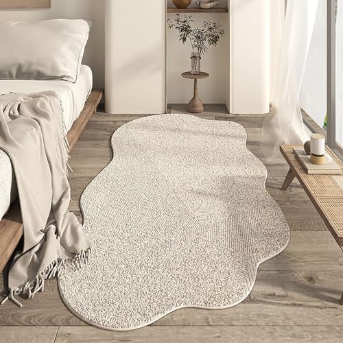 AUYBGGKEE Weiße Kunstkaninchen-Flauschfell-Teppiche für Schlafzimmer, maschinenwaschbare, pelzige Teppiche für Wohnzimmer, Kleiner Shag-Läufer-Teppich, Kinderzimmer-Teppich(Color:B,Size:80x160cm) von AUYBGGKEE