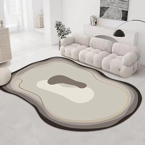 Moderner, abstrakter Teppich mit gestreifter Textur, unregelmäßige Form, ästhetischer dekorativer Kunstteppich, geeignet für Wohnzimmer, Schlafzimmer, Esszimmer, waschbarer Teppich(Color:C,Size:160x23 von AUYBGGKEE