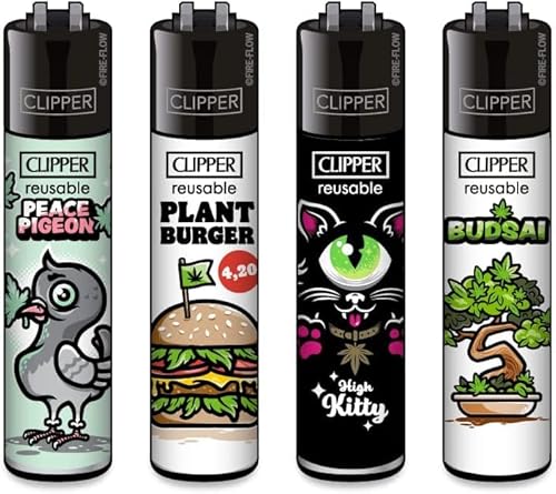 Clipper® 4er 420 Mix #7 Collection Lighter Flints Feuerzeug + 1 Sticker High Zombie von AV AVIShI