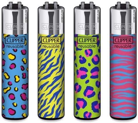 Clipper® 4er Animal Print Collection Lighter Flints Feuerzeug + 1 Sticker High Zombie von AV AVIShI