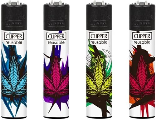 Clipper® 4er Artistic Leaves Collection Lighter Flints Feuerzeug + 2 Sticker von AV AVIShI