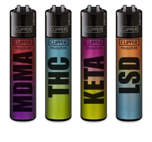 Clipper® 4er FFX Impact Drugs Collection Lighter Flints Feuerzeug + 2 Sticker von AV AVIShI