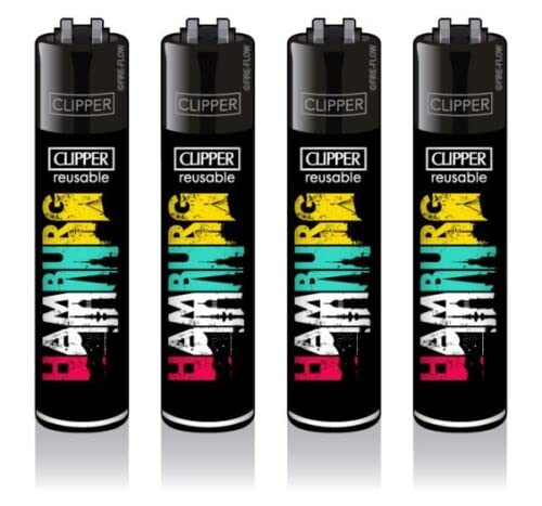 Clipper® 4er Hamburg Skyline Collection Lighter Flints Feuerzeug + 2 Sticker von AV AVIShI