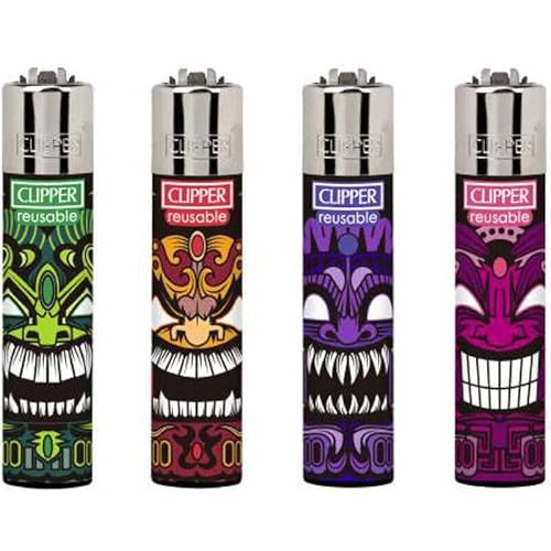 Clipper® 4er Native Totem #1 Collection Lighter Flints Feuerzeug + 1 Sticker High Zombie von AV AVIShI