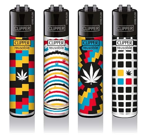 Clipper® 4er Optical Weed Collection Lighter Flints Feuerzeug + 2 Sticker von AV AVIShI