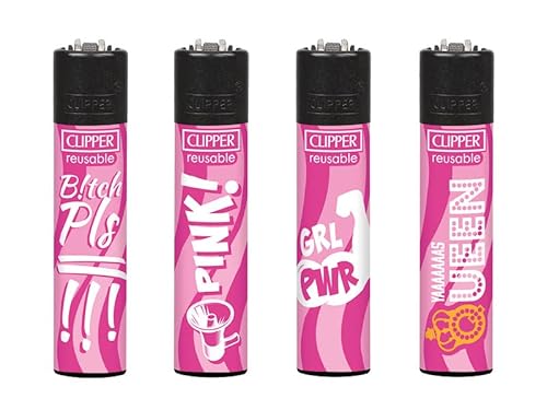 Clipper® 4er Pink Power Collection Lighter Flints Feuerzeug + 2 Sticker von AV AVIShI
