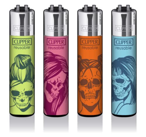 Clipper® 4er Set Bone Chic Collection Lighter Flints Feuerzeug + 2 Sticker von AV AVIShI