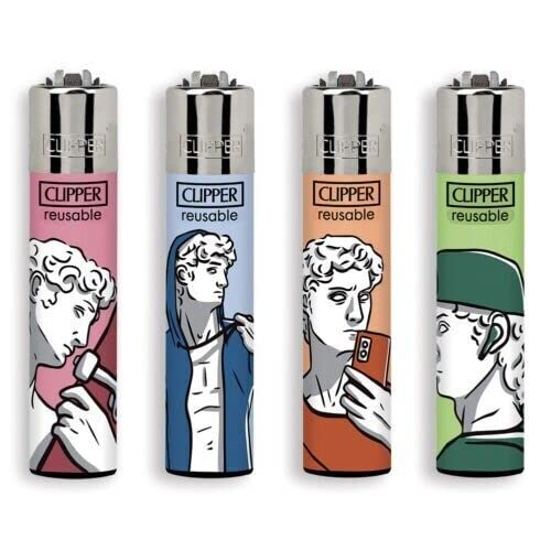 Clipper® 4er Set David Style Collection Lighter Flints Feuerzeug + 2 Sticker von AV AVIShI