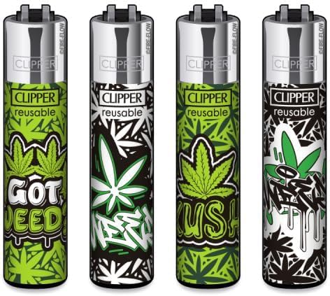 Clipper® 4er Set Graffiti Leaves Collection Lighter Flints Feuerzeug + 1 Sticker High Zombie von AV AVIShI