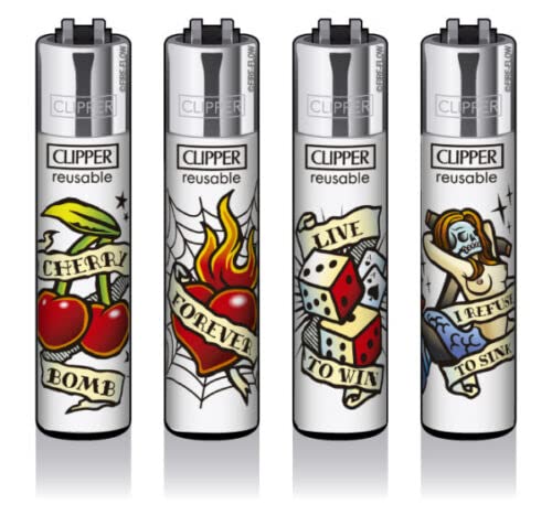 Clipper® 4er Set Ink Life Collection Lighter Flints Feuerzeug + 2 Sticker von AV AVIShI