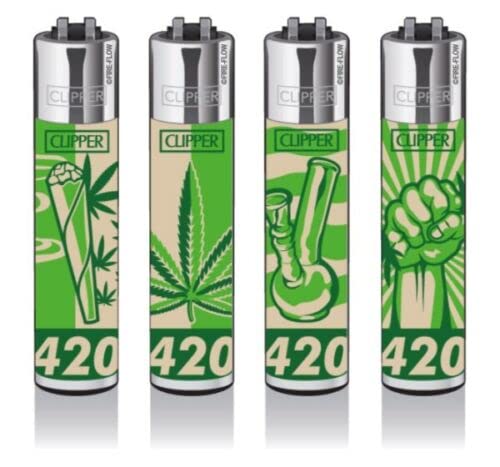 Clipper® 4er fourtwenty 420 Collection Lighter Flints Feuerzeug + 1 Sticker High Zombie von AV AVIShI