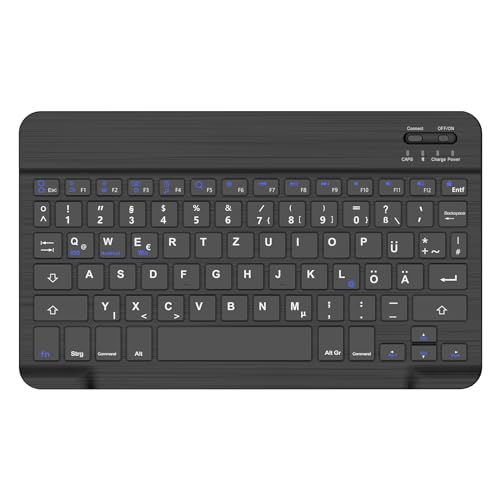 AVNICUD Kabellose Tablet Tastatur - Deutsche Bluetooth Tastatur für iPad Air/iPad Pro/Mini/iPad 10,9/10,2/9,7/iPhone/Samsung/Android/Lenovo/Huawei, Wiederaufladbar Tragbare Keyboard mit QWERTZ Layout von AVNICUD