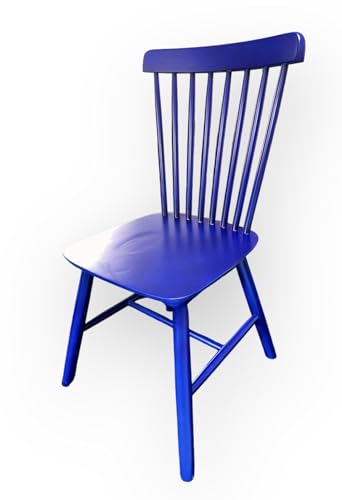 AWC Windsor Stuhl, Küchenstuhl, Holzstuhl, Esszimmerstuhl, Strossenstuhl, skandinavisch, Vintage, Sitzmöbel, Esszimmerstühle, Stühle, Küchenstühle, Chairs, Wishbone Chair, Bistrostühle (Blau) von AWC
