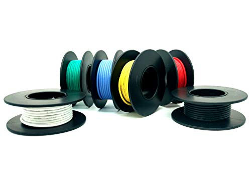 0.82mm² Elektronik Kabel set - 18 AWG Haken Draht-Kit Flexible Silikonkabel 600V Isolierdraht-hohe Temperaturbeständigkeit (6 Verschiedene farbige 16.4FT Spulen) (18awg) von AWKAQUN