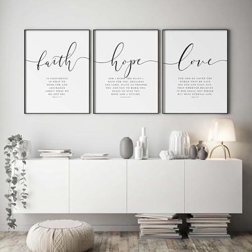 AWKFHF Faith Hope Love Bilder,Leinwandbild Poster Kunstdruck Wohnzimmer Deko Schlafzimmer Bilder Wanddekoration - ohne Rahmen (3X20X30CM,ohne Rahmen) von AWKFHF