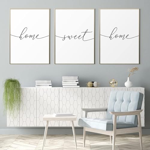 AWKFHF Liebesherz Strichzeichnung Familien Sweet Home Schwarz-Weiß Leinwand Bilder Poster Kunstdruck Wohnzimmer Schlafzimmer Wand Deko(Kein Rahmen) (Minimalist-10,3X20X30CM) von AWKFHF