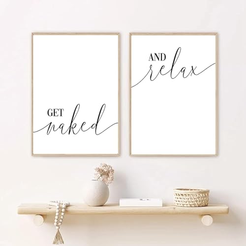 AWKFHF Schwarz Weiß Get Naked Funny Line Woman Leinwand Bilder Poster Kunstdruck Wohnzimmer Schlafzimmer Wand Deko(Kein Rahmen) (Minimalist03,2X30X40CM) von AWKFHF