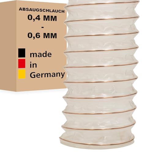 AWM Absaugschlauch PU transparent 0,4/0,6 mm Absauganlage Spiralschlauch schwer entflammbar Flexschlauch - Meterware (40 mm, Wandstärke: 0,4 mm) von AWM