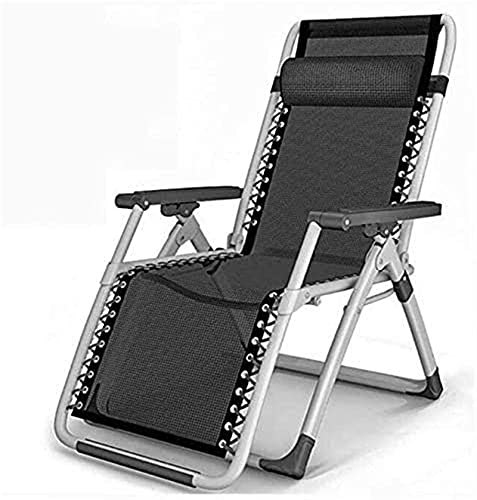 AWMCXQRA Klappbarer Liegestuhl, Gartenliege, Liegestuhl, Liegestuhl mit Unterstützung für Outdoor, Strand, Camping, 200 kg, Sonnenliege (schwarz) von AWMCXQRA