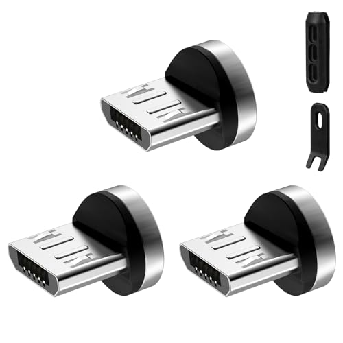 AXFEE 1 Pin Micro USB Magnet Adapter [3 Stück], Magnetisches Stecker, Ersatzstecker Phone Staubschutz Verbinder für Megnetisches USB Ladekabel von AXFEE