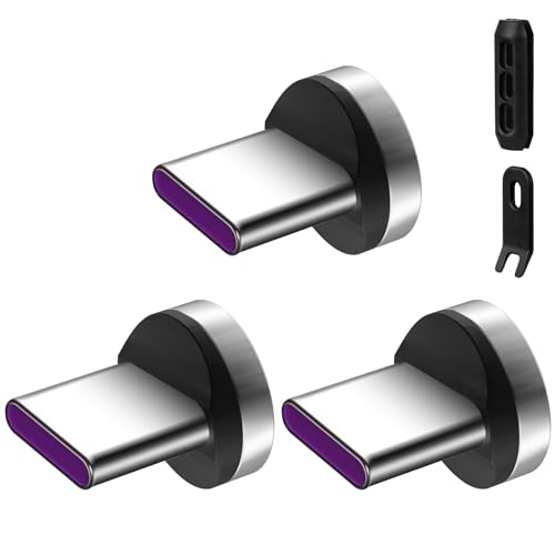 AXFEE 7 Pin Typ C Schnelllade Magnet Adapter [3 Stück], Magnetisches Stecker, Ersatzstecker Phone Staubschutz Verbinder für 100W Megnetisches USB Ladekabel von AXFEE