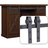 Axhup - Schiebetürbeschlag 120cm, j Formwalze Mini Schwerlast Schiebetürsystem Set für Doppeltür Schrank tv Ständer Schrank (Schwarz) von AXHUP