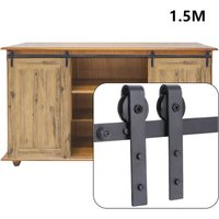 Axhup - Schiebetürbeschlag 150cm, j Formwalze Mini Schwerlast Schiebetürsystem Set für Doppeltür Schrank tv Ständer Schrank (Schwarz) von AXHUP