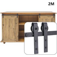 Axhup - Schiebetürbeschlag 200cm, j Formwalze Mini Schwerlast Schiebetürsystem Set für Doppeltür Schrank tv Ständer Schrank (Schwarz) von AXHUP