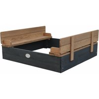 Sandkasten Ella aus Holz mit Deckel Sand Kasten mit Sitzbank & Abdeckung für Kinder in Anthrazit & Braun 100 x 95 cm - Oliv - AXI von AXI