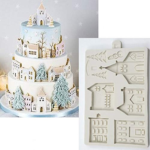 AXspeed 3D Weihnachts-Silikon-Kuchenform Weihnachtsbaum Haus Fondant Form Schokolade Gebäck Backform Kuchen Dekorieren Werkzeuge von AXspeed